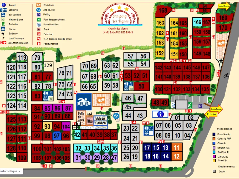 Plan Camping les Vignes